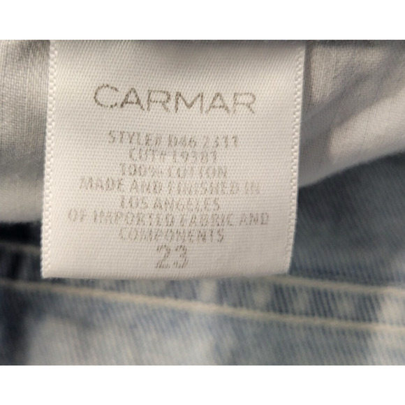 Carmar Distress Mini Jean Skirt Womens 23 Blue Denim Pockets Full Zip Grunge - Picture 3 of 13